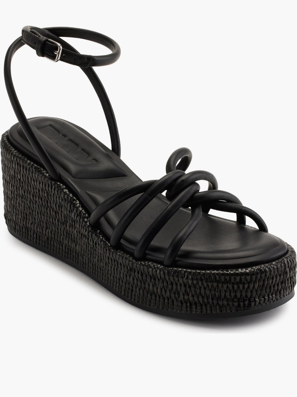 NWT DKNY Cyrilla Black Knotted Strappy Platform Sandal 8.5